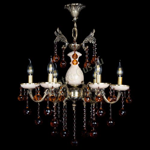 Люстра бронзовая Алфея №5 с камнем шар чайная в Воронеже Гусь Хрустальный