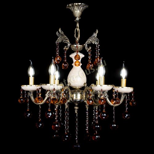 Люстра бронзовая Алфея №5 с камнем шар чайная в Воронеже Гусь Хрустальный