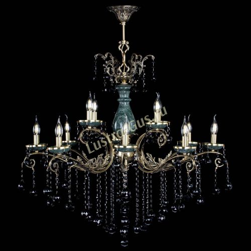 Люстра бронзовая Алфея Малахит №12 шар черная в Воронеже Гусь Хрустальный