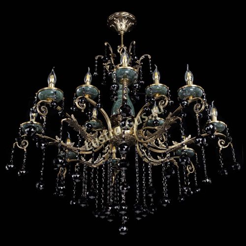 Люстра бронзовая Алфея Малахит №12 шар черная в Воронеже Гусь Хрустальный