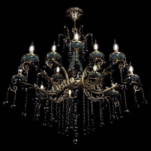 Люстра бронзовая Алфея Малахит №12 шар черная в Воронеже Гусь Хрустальный