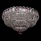 Люстра Кольцо Классика, диаметр 450 мм, подвески розового цвета, Люстры Гусь Хрустальный